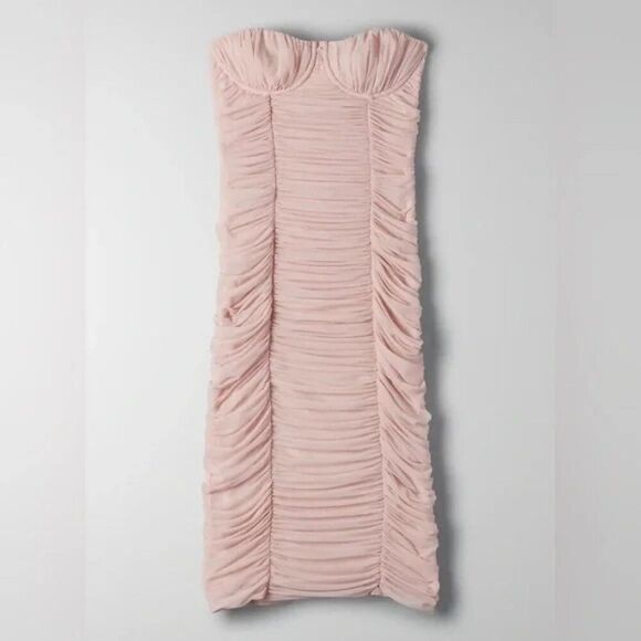 Aritzia Babaton Camille Luxor Ruched Bodycon Dress in Light pink - Size 4 - Picture 6 of 11
